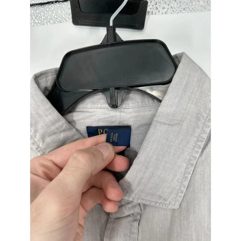 Polo Ralph Lauren Shirt 2XL Grey‎ Heather Poplin Slim Fit Long Sleeve Button Up